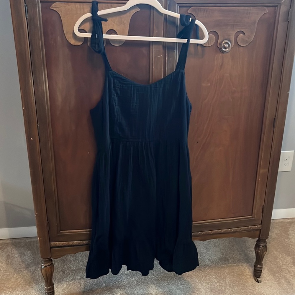 Black linen dress